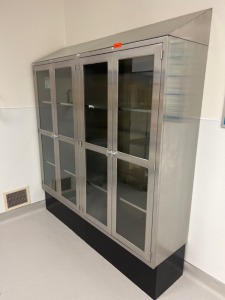 STAINLESS STEEL CABINET, DOUBLE-GLASS DOOR, QTY 2
