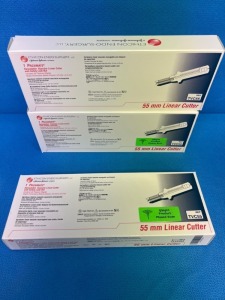 ETHICON TV55 QTY 3 PROXIMATE RELOADABLE VASCULAR LINEAR CUTTER, EXP. 12/2023