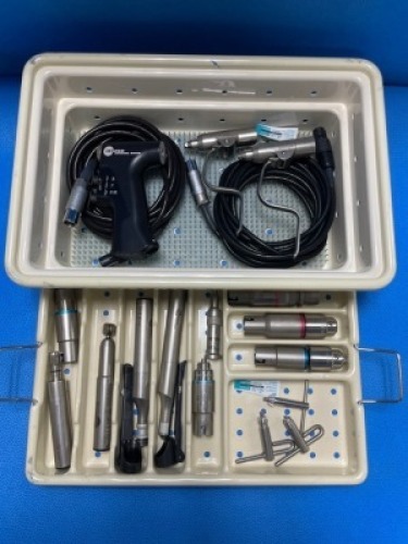 STRYKER CORE TPS POWER INSTRUMENT SET TO INCLUDE: 5400-99 UNIVERSAL DRIVER, 5400-15 MICRO DRILL, 5400-31 OSCILLATING SAW, 5400-037 RECIPROCATING SAW, 5400-034-000 SAGITTAL SAW HANDPIECES, 4100-125 PIN COLLET, 4100-62 WIRE COLLET & ATTACHMENTS