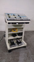 CONMED CORP. SYSTEM 7550 ESU WITH 3 FOOTSWITCHES (MONO, BIPOLAR, AR) ON ROLLING CART