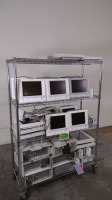 HP/PHILIPS/AGILENT M1204A LOT OF PATIENT MONITORS, MODULE RACKS, MODULES (NO CART)