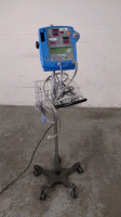 GE DINAMAP PRO 400 VITAL SIGNS MONITOR WITH CABLES (SPO2, BP) ON ROLLING STAND