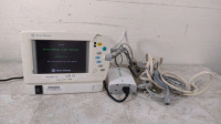 GE DATEX-OHMEDA LIGHT PATIENT MONITOR WITH CABLES (ECG/RESP, SPO2, BP, P1), BATTERY AND POWER ADAPTER