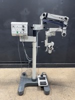 LEICA M 53 SURGICAL MICROSCOPE TO INCLUDE SINGLE MOUNT BINOCULAR WITH EYEPIECES BOTH (10X/21B) BOTTOM LENSE (F-175MM) & MULTI-FUNCTION SWITCH ON STAND