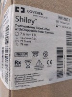 CASE OF COVIDIEN 8DCT SHILEY TRACHEOSTOMY TUBE CUFFED WITH DISPOSABLE INNER CANNULA EXP 05-20-2024 QTY PER CASE 108