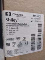 CASE OF COVIDIEN 6DCT SHILEY TRACHEOSTOMY TUBE CUFFED WITH DISPOSABLE INNER CANNULA EXP 05-19-2024 QTY PER CASE 108