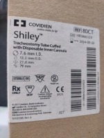 CASE OF COVIDIEN 8DCT SHILEY TRACHEOSTOMY TUBE CUFFED WITH DISPOSABLE INNER CANNULA EXP 05-20-2024 QTY PER CASE 108