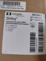 CASE OF COVIDIEN 8DCT SHILEY TRACHEOSTOMY TUBE CUFFED WITH DISPOSABLE INNER CANNULA EXP 05-20-2024 QTY PER CASE 108