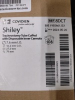 CASE OF COVIDIEN 8DCT SHILEY TRACHEOSTOMY TUBE CUFFED WITH DISPOSABLE INNER CANNULA EXP 05-20-2024 QTY PER CASE 108