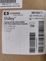 CASE OF COVIDIEN 8DCT SHILEY TRACHEOSTOMY TUBE CUFFED WITH DISPOSABLE INNER CANNULA EXP 05-20-2024 QTY PER CASE 108