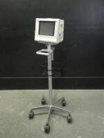 PHILIPS M1277A/M1276A PATIENT MONITOR WITH MODULE RACK (SPO2/PLETH, REC, ECG/RESP, NBP) ON ROLLING STAND