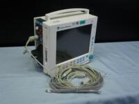 DATEX-OHMEDA S/5 PATIENT MONITOR WITH MODULES (M-CAIO, M-NESTPR) AND CABLES (ECG, SPO2, BP)