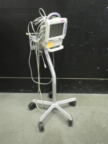 NIHON KOHDEN BSM-2301A PATIENT MONITOR WITH CABLES(SPO2,ECG,NIBP) ON ROLLING STAND