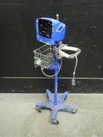 GE DINAMAP V100 CARESCAPE VITAL SIGNS MONITOR ON ROLLING STAND