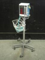 COLIN PRESS-MATE VITAL SIGNS MONITOR WITH BP CABLE ON ROLLING STAND