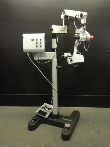 LEICA M695 SURGICAL MICROSCOPE WITH SINGLE BINOCULARS (10X/21) WITH FOOTSWITCH ON WILD MS-C STAND