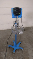 GE DINAMAP V100 VITAL SIGNS MONITOR WITH CABLES (SPO2, BP) ON ROLLING STAND