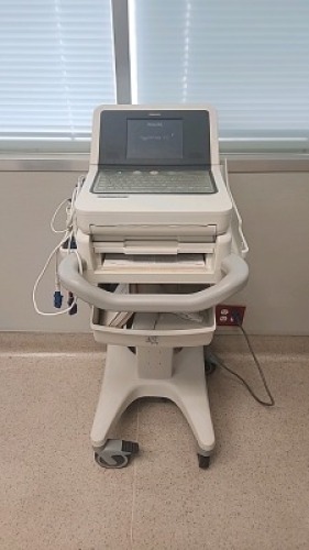 PHILIPS PAGEWRITER TC30 ECG/EKG MACHINE WITH LEADS (REF 453564150741) ON ROLLING CART LOCATED AT 1825 S. 43RD AVE SUITE B2 PHOENIX AZ 85009