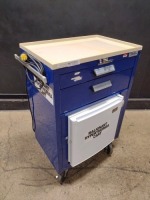 BLUE BELL BIO MEDICAL CRASH CART WITH MINI FRIDGE LOCATED AT 3325 MOUNT PROSPECT RD, FRANKLIN PARK, IL 60131 LOCATED AT 3325 MOUNT PROSPECT RD, FRANKLIN PARK, IL 60131