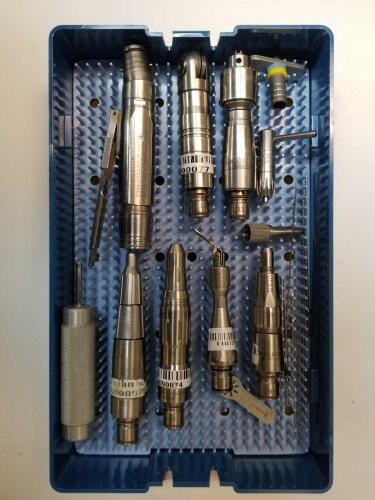 MICROAIRE DRILL SET TO INCLUDE: 2000-200 ZIMMER/HALL CONNECTOR, 2250 ZIMMER STYLE SAGITAL SAW, 2600 WIRE DRIVER, 2100 DRILL, 5603-58 JACOBS DRILL, 2200 SAGITAL SAW,