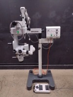 WILD HEERBRUGG M690 SURGICAL MICROSCOPE WITH BINOCULARS (10X/21 EYEPIECES),BOTTOM LENCE & FOOTSWITCH