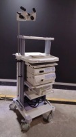 OLYMPUS ENDOSCOPY SYSTEM TO INCLUDE EVIS EXERA II CV-180 VIDEO PROCESSOR, CLV-180 LIGHT SOURCE & OEP-4 PRINTER WITH CART