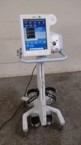 PHILIPS RESPIRONICS V60 VENTILATOR ON ROLLING STAND (SN 100104379)