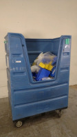 LOT OF BINS WITH LINEN CART