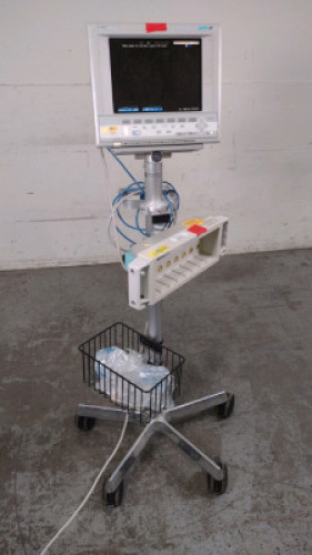 AGILENT TECH M1204A V24CT PATIENT MONITOR ON ROLLING STAND