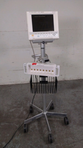 PHILIPS M1204A V24CT PATIENT MONITOR ON ROLLING STAND