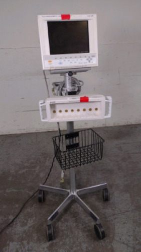 PHILIPS M1204A V24CT PATIENT MONITOR ON ROLLING STAND
