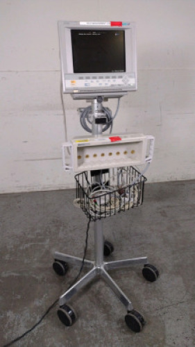 AGILENT TECH M1204A V24CT PATIENT MONITOR ON ROLLING STAND