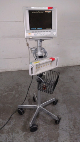AGILENT TECH M1204A V24CT PATIENT MONITOR ON ROLLING STAND