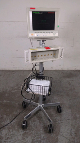 HP M1204A 24C OMNICARE PATIENT MONITOR ON ROLLING STAND