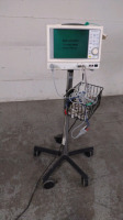 INVIVO RESEARCH INC. MILLENIA VITAL SIGNS MONITOR WITH CABLES (ECG, SPO2, BP) ON ROLLING STAND