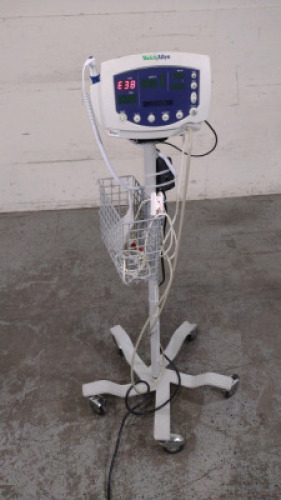 WELCH ALLYN 53STP VITAL SIGNS MONITOR ON ROLLING STAND