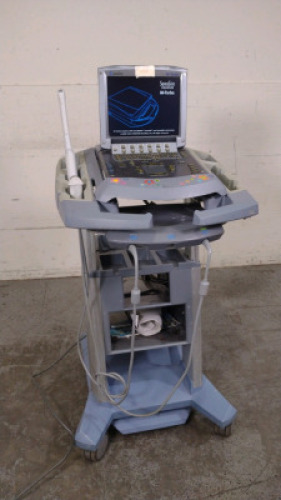 SONOSITE M-TURBO PORTABLE ULTRASOUND SYSTEM WITH 2 PROBES (C15, ICTX) ON M-SERIES MOBILE DOCKING STATION (SN 03J5F5)