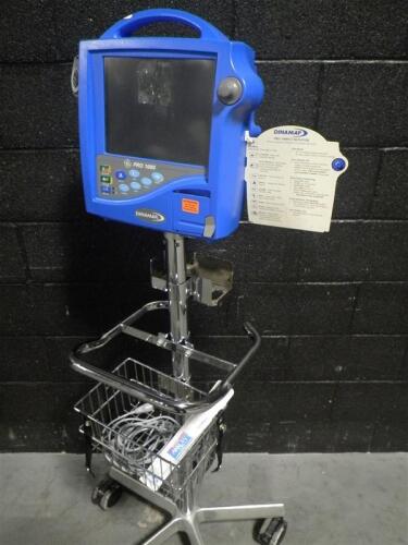 GE DINAMAP PRO 1000 PATIENT MONITOR ON ROLLING STAND