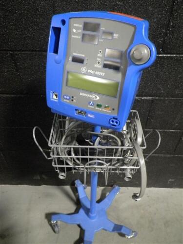 GE DINAMAP PRO 400V2 PATIENT MONITOR ON ROLLING STAND