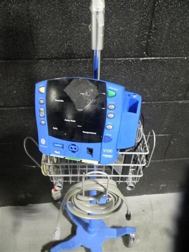 GE DINAMAP CARESCAPE V100 PATIENT MONITOR ON ROLLING STAND