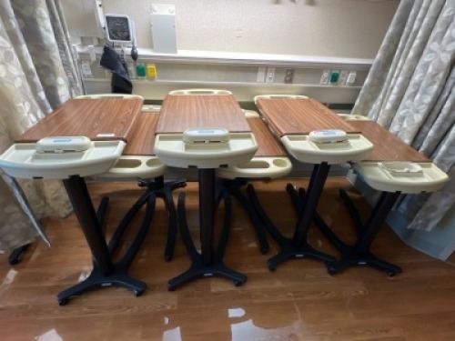 HILL-ROM OVERBED TABLE, QTY. (6)