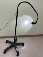 FLEXIBLE ARM EXAM LIGHT ON MOBILE FLOOR STAND (ALL BLACK)