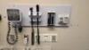 WELCH ALLYN INTEGRATED WALL BOARD SYSTEM TO INCLUDE: 777 TRANSFORMER WITH REF 23810 MACRO VIEW OTOSCOPE, REF 901022 PANOPTIC OPHTHALMOSCOPE, SPHYGMOMANOMETER, DIGITAL THERMOMETER DOCK STATION, SPECULA TIP DISPENSER