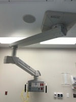 BERCHTOLD CEILING MOUNT, SINGLE CHROMOVIEW SFP26-075-1012 947 26" FLAT PANEL MONITOR, TELETOM ANESTHESIA BOOM (COI/DEINSTALL REQURIED