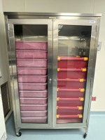 MOBILE STAINLESS STEEL DOUBLE GLASS DOOR CABINET (6')