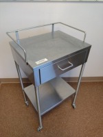 STAINLESS STEEL 1-SHELF, 1-DRAWER PREP TABLE (RAILING)