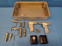 STRYKER SMALL DRILL TRAY STRYKER CD4/ SABO 2 SAW POWERED INSTRUMENT SET TO INCLUDE 4408 SABO 2, 4405 CD4 HANDPIECES, ATTACHMENTS AND BATTERIES