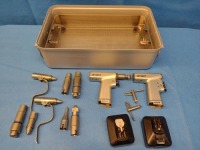 STRYKER SMALL DRILL TRAY STRYKER CD4/ SABO 2 SAW POWERED INSTRUMENT SET TO INCLUDE 4408 SABO 2, 4405 CD4 HANDPIECES, ATTACHMENTS AND BATTERIES