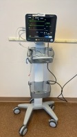 MINDRAY PASSPORT 12 PATIENT MONITOR WITH LEADS ON ROLLING STAND