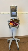 MINDRAY DATASCOPE ACCUTOR V REF 0998-00-2000-813A PATIENT VITAL SIGNS MONITOR WITH CUFF ON ROLLING STAND
